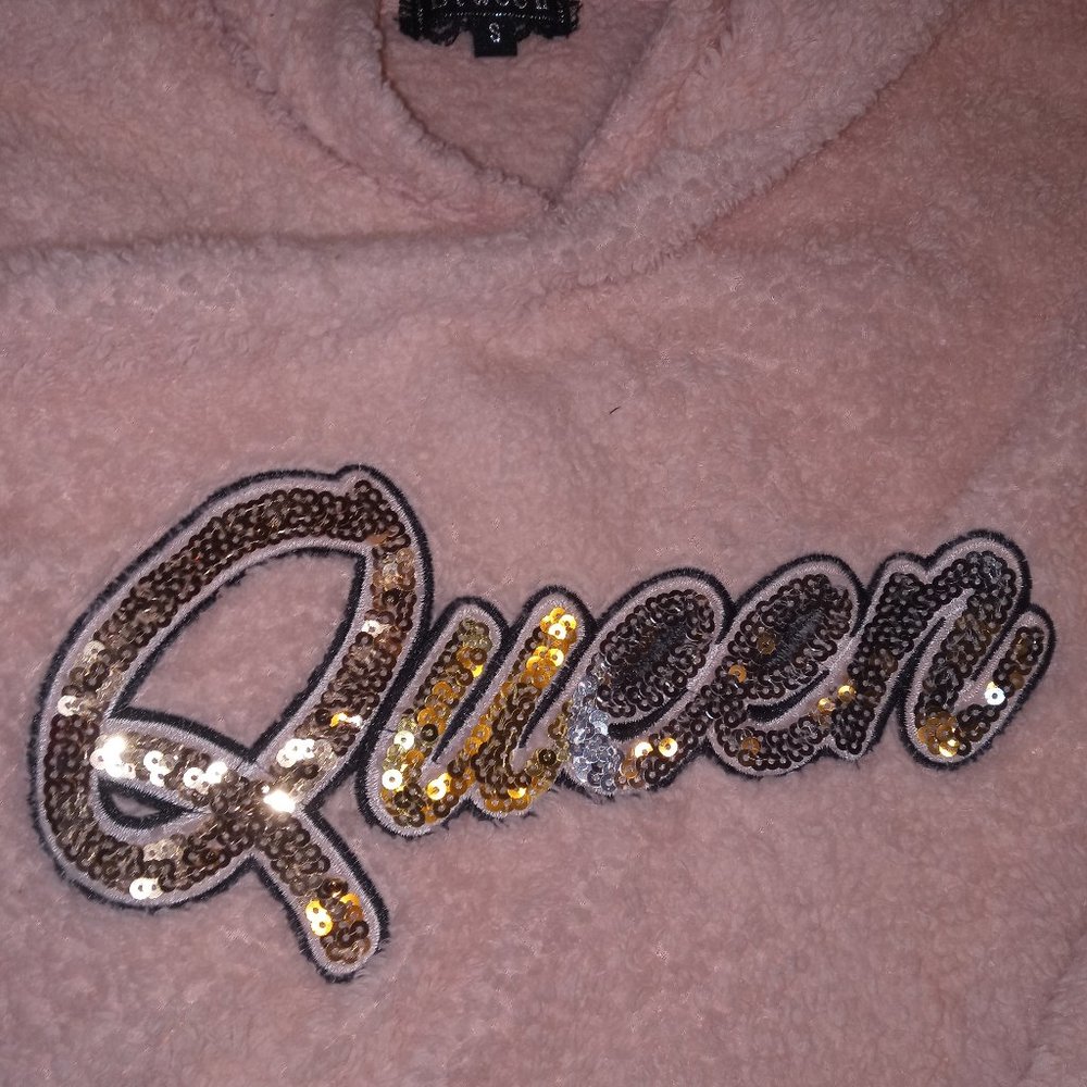 Ladies Pink fuzzy sequin pullover